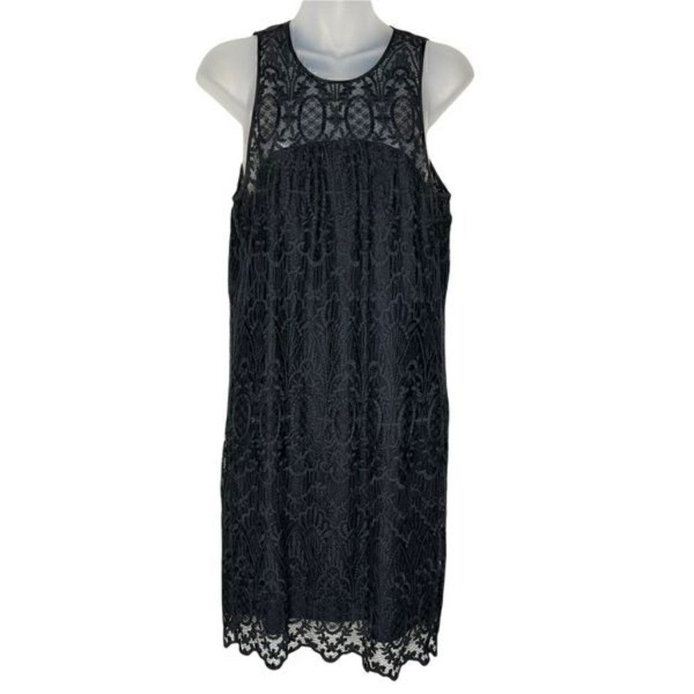 Joie Fahfia Black Floral Lace Shift Dress With Pockets Medium